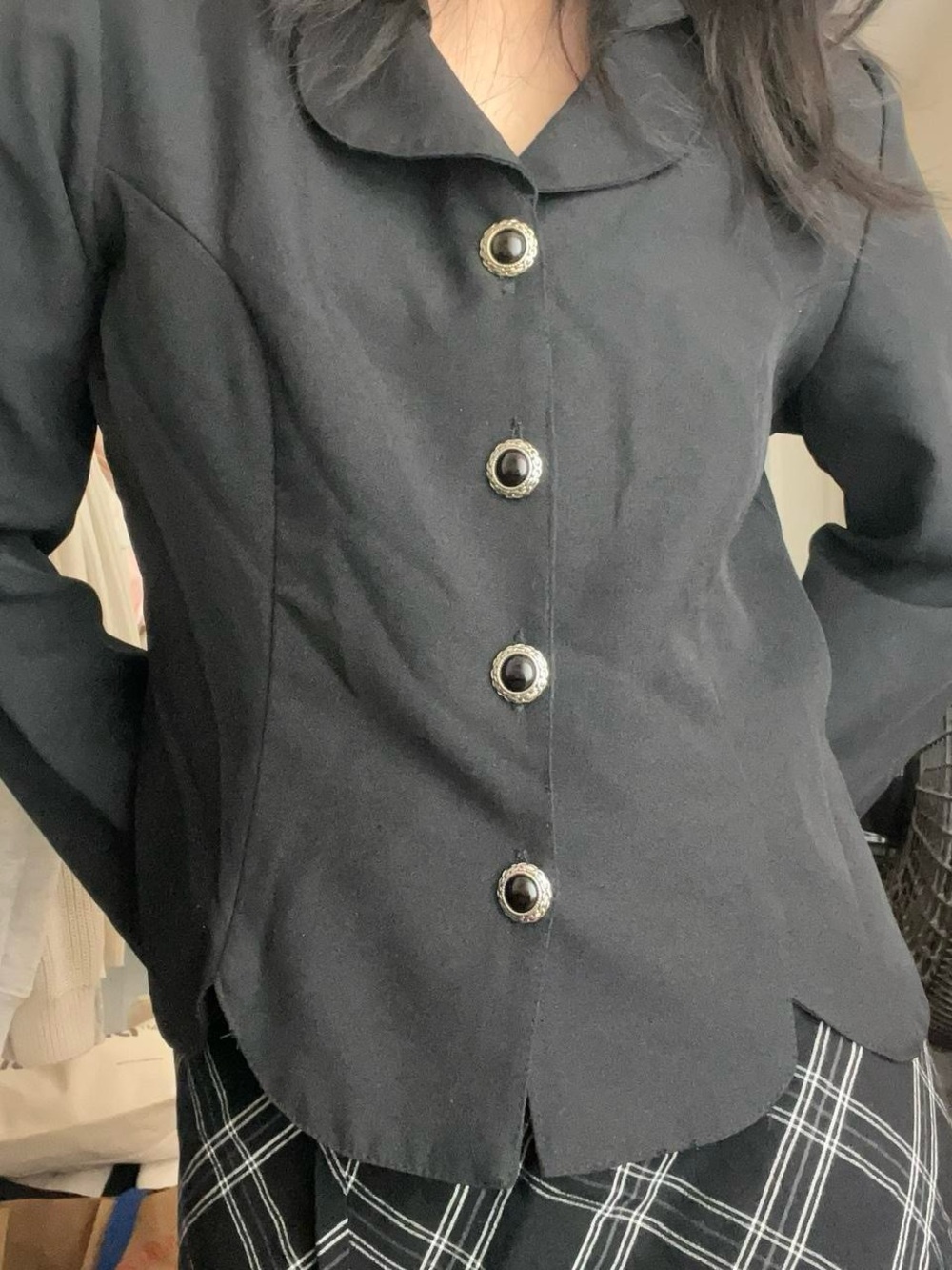 Elizabeth Black Blazer Size Small W Decorative Buttons Size Small